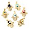 Brass Cubic Zirconia Pendants, with Lampwork, Real 18K Gold Plated, Hamsa Charm, Mixed Color, 24x20.5x4mm, Hole: 5x3.5mm