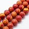 Synthetic Malachite Beads Strands, Dyed, Round, Orange Red, 10mm, Hole: 1mm, about 38pcs/strand, 14.2 inch(36cm)