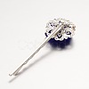 Brass Electroplate Glass Bead Flower Hair Bobby Pins PHAR-JH00048-4
