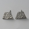 304 Stainless Steel Textured Geometry Stud Earring Findings with Hole STAS-WH0027-54N-2