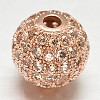 CZ Brass Micro Pave Cubic Zirconia Round Beads ZIRC-L017-8mm-12RG-1