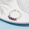 Copper Wire Wrapped Natural Amethyst Open Ring RJEW-JR00630-02-2