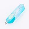 Electroplated Natural Quartz Pendants G-P315-B01-3