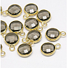 Golden Tone Brass Glass Flat Round Charms GLAA-M003-A-07G-2