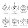 6Pcs 6 Style Alloy Rhinestone Hang Snap Base Pendants FIND-CA0006-90-4
