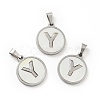 304 Stainless Steel with White Shell Pendants STAS-G268-01Y-P-1