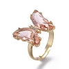 Adjustable Brass Glass Finger Rings RJEW-P148-A01-15-1