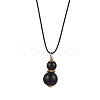 Natural Black Onyx(Dyed & Heated) Gourd Pendant Necklaces NJEW-JN05246-01-2