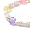 3Pcs 3 Style Natural Pearl & Polymer Clay Beaded Bracelets Set BJEW-TA00236-6