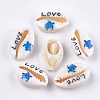 Printed Natural Cowrie Shell Beads X-SHEL-S276-11B-1