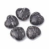 Natural Black Silk Stone/Netstone Heart Love Stones G-S330-13B-1