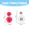 2 Pairs 2 Style Raffia Flower Dangle Stud Earrings EJEW-FI0003-23-2