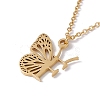 Initial Letter with Butterfly Pendant Necklace NJEW-C026-01G-F-1