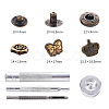 18 Sets Crown & Bowknot & Rose Flower Brass Leather Snap Buttons Fastener Kits SNAP-YW0001-05AB-2