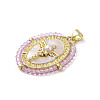 Brass Pave Shell Pendants KK-I708-01C-G-2