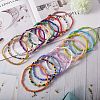 Candy Color Glass Seed Beads Stretch Anklets Set for Girl Women AJEW-SW00003-4