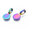 Rainbow Color Alloy Glue-on Flat Pad Bails for Pendant Making PALLOY-N163-099-NR-3