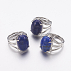 Natural Dyed Lapis Lazuli Wide Band Finger Rings RJEW-K224-A15-3