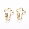 Brass Micro Pave Cubic Zirconia Screw Carabiner Lock Charms ZIRC-I031-07G-1