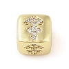 Brass Micro Pave Clear Cubic Zirconia European Beads KK-K368-01G-09-1