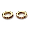 Brass Micro Pave Cubic Zirconia Rondelle European Beads KK-B028-18G-D-2