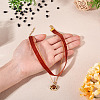 Alloy Resin Oval Pendant Single Face Dark Red Velvet Ribbon & Brass Chain Double Layered Choker Necklaces NJEW-TAC0038-5