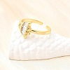 Ocean Theme Brass Micro Pave Cubic Zirconia Cuff Rings for Women RJEW-F184-17D-G-3