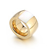 304 Stainless Steel & Glass & Shell Finger Rings FS-WGBA2F3-38-1