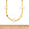 Natural Baroque Keshi Pearl Stick & Natural Amber Round Rhombus Beaded Necklaces with OT Clasps for Women NJEW-JN06088-4