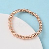 Brass Round Beaded Stretch Bracelets for Men Women BJEW-B148-05D-RG-2