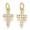Brass Micro Pave Cubic Zirconia Tiny Cross Charms ZIRC-R109-024B-G-NF-1