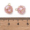 Brass Pave Pink Cubic Zirconia Charms CU-CBAD360-08G-03-3