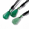 Gemstone Hexagon Pendant Necklace with Nylon Cord for Men Women NJEW-G094-A-2