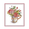 Teacup with Flower Pattern DIY Cross Stitch Beginner Kits DIY-NH0003-02A-1