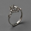 Adjustable 925 Sterling Silver Micro Pave Cubic Zirconia Oval Ring Component STER-WH0007-05P-1