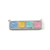 Brass Micro Pave Clear Cubic Zirconia Connector Charms CU-CBA30E8-01P-B08-1