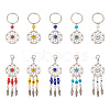 Kissitty Woven Net/Web with Feather Tibetan Style Alloy Pendant Decorations HJEW-KS0001-03-2