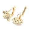 Brass Micro Pave Cubic Zirconia Hoop Earring Findings KK-S386-04G-2
