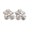 304 Stainless Steel with Plastic Imitation Pearl Stud Earrings for Women EJEW-Z057-04P-1