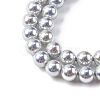 UV Plating Pearlized Glass Pearl Beads Strands GLAA-F128-01A-T12-3