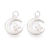 925 Sterling Silver Moon with Star Charms STER-N016-93S-2
