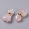 Hexagon Natural Rose Quartz Perfume Bottle Pendants G-H241-03F-G-2
