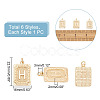 ARRICRAFT 6Pcs 6 Style Brass Pendants KK-AR0003-66-2