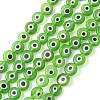 Handmade Evil Eye Lampwork Flat Round Bead Strands LAMP-L058-8mm-02-1