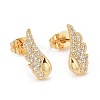Clear Cubic Zirconia Wing Stud Earrings EJEW-G288-23G-1
