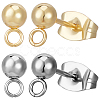 100Pcs 2 Style 304 Stainless Steel Round Ball Post Stud Earring Findings STAS-BBC0004-81-1