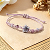 Adjustable Handmade Porcelain Star Polyester Cord Braided Bead Bracelets WG98E8A-02-1