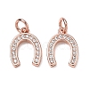 CZ Brass Micro Pave Cubic Zirconia Horse Shoe Charms ZIRC-L018-13RG-1