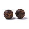 Printed Natural Wood Beads WOOD-R266-03-2
