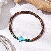 Cross Natural Coconut & Synthetic Turquoise Beads Stretch Bracelets for Men BJEW-JB11389-01-1